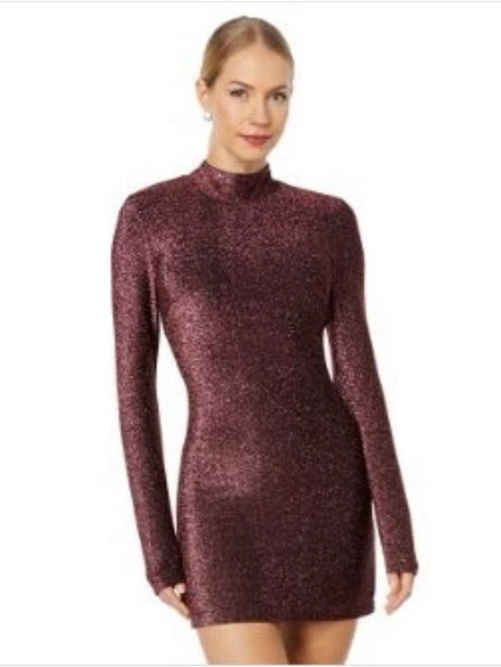 Bardot Sparkling Burgundy Long-Sleeve Bodycon Dress